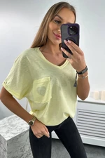 Cotton blouse with pocket yellow