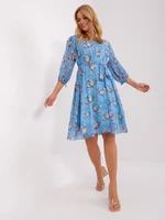 Blue oversize dress with floral print