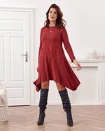 Asymmetrical Plus Size dress with burgundy pockets