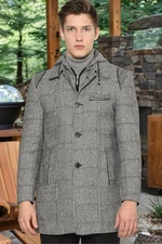 PLT8335 DEWBERRY MEN'S COAT-STRAIGHT PLAID GREY