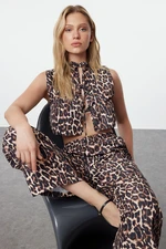 Trendyol Multicolored Animal Leopard Patterned Woven Blouse-Pants Set