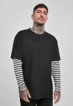 Oversized Double Layer Striped LS Tee černé