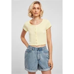 Women's T-shirt with buttons and ribs in soft yellow color