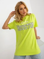 Lime women's loose T-shirt with inscription