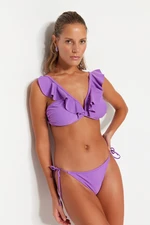 Trendyol Lilac Underwire Volánový top bikín