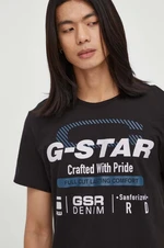 Bavlněné tričko G-Star Raw černá barva, s potiskem