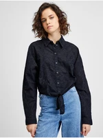 Black Ladies Patterned Tie Shirt Guess - Women