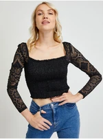 Black Women's Top with Lace Sleeves Guess - Women