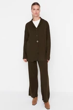 Trendyol Emerald Green Collar Detailed Cardigan-Pants Knitwear Suit