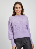 Light purple women's patterned sweater with balloon sleeves ORSAY - Women