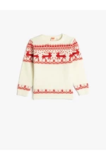 Koton Sweater Deer Pattern Round Neck Soft Textured