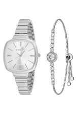 Polo Air Elegant Strap Women's Wristwatch Zircon Stone Bracelet Combination Silver Color