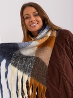 Brown-blue women's fringed scarf