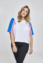 Women's 3-color short oversize T-shirt wht/light blue/cold pink