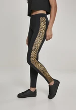 Women's leggings with striped blk/leo pattern