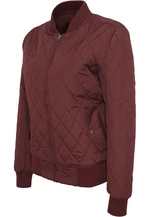 Women's Diamond Quilt Nylon Jacket Burgundy