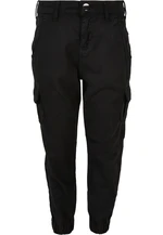 Girls' high-waisted cargo trousers black