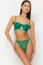 Trendyol Green Lace String Strap Capless Knitted Lingerie Set