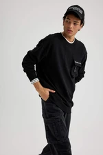 DEFACTO Boxy Fit Slogan Long Sleeve Sweatshirt