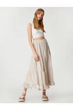 Koton Maxi Skirt with Elastic Waist, Ruffles and Frills