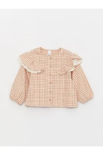 LC Waikiki Crew Neck Long Sleeved Plaid Baby Girl Shirt