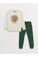 LC Waikiki Boys' Crew Neck Printed Long Sleeve Sweatshirts And Sweatpants.