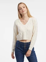 Women's cream cropped sweater ORSAY
