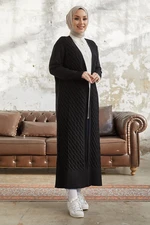 InStyle Jolie Knitted Pattern Knitwear Long Cardigan - Black