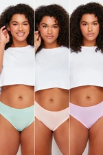 Trendyol Curve Lilac-Mint-Powder Packed Plus Size Panties