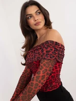 Red and black Spanish blouse with leopard print