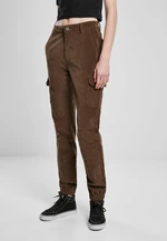 Women's high-waisted corduroy trousers - dark olive