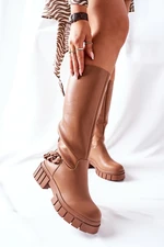 Tall brown boots with Teardown chain