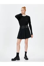 Koton Mini Thick Pleated Skirt Belt Detailed Comfortable Fit