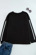 Trendyol Curve Black Stripe Detailed Oversize/Wide Fit Thin Knitted Sweatshirt