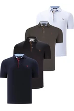 QUAD SET T8582 DEWBERRY MENS T-SHIRT-BLACK-WHITE-NAVY BLUE-KHAKI