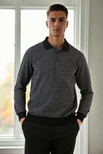 77856 Dewberry Polo Neck Mens Sweater-GREY