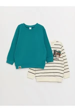 LC Waikiki Crew Neck Printed Long Sleeve Baby Boy Sweatshirt 2 Pack