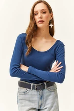 Olalook Women's Indigo Wide Collar Camisole Blouse