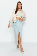 Trendyol Limited Edition Light Blue Asymmetrical Maxi Denim Skirt