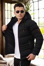 67514 Dewberry Hooded Winter Mens Puffer Coat-BLACK