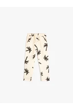 Koton Trousers Palm Tree Pattern Tie Waist Pocket Cotton