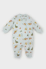 DEFACTO Baby Boy Newborn Dinosaur Printed Zippered 2.5 Tog Fiber Combed Cotton Long Sleeve Jumpsuit