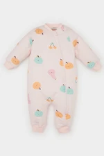 DEFACTO Baby Girl Newborn Fruit Patterned Combed Cotton Overalls