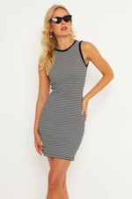 Cool & Sexy Women's Black-White Striped Mini Dress