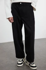 Trendyol Black Unisex Balloon Fit Waist Tie Detail Woven Gabardine Trousers