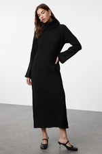 Trendyol Black Turtleneck Long Soft Textured Knitwear Dress