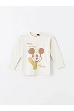 LC Waikiki LCW baby Crew Neck Long Sleeve Mickey Mouse Printed Baby Boy T-Shirt