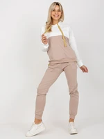 Ecru-beige women's tracksuit with sweatshirt