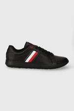 Kožené sneakers boty Tommy Hilfiger ESSENTIAL LEATHER CUPSOLE černá barva, FM0FM04921