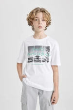 DEFACTO Boy Oversize Fit Crew Neck Printed Short Sleeve T-Shirt